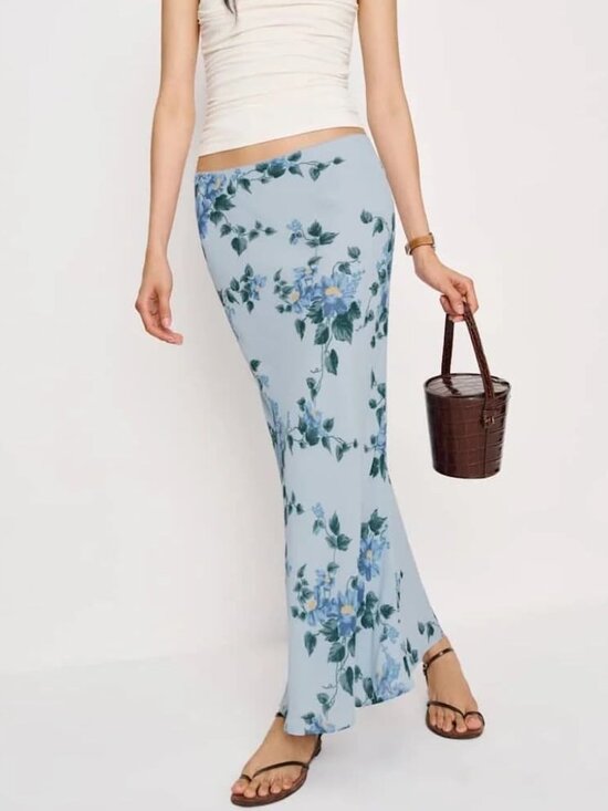 Reformation Dresses & Skirts - Reformation Layla Midi Skirt Fresh Air Blue Floral 8